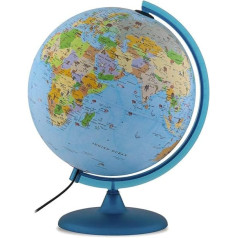 Tecnodidattica Babylon Kids Globe | Animals and Landmarks | Illuminated and Rotating | Updated Cartography in English | Graduated Meridian | 30cm Diameter