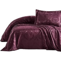 Elart Bedspread 180 x 200 cm and 1 Pillowcase 50 x 70 cm | Duvet Cover, Bed Throw, Bedspreads, Jacquard Chenille Fabric Blanket, Soft and Modern, Plum