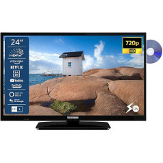 TELEFUNKEN XH24SN550MVD 24 Inch TV/Smart TV (HD Ready, HDR, Triple Tuner, 12 Volt, DVD Player) - 6 Months HD+ Included [2023], Black