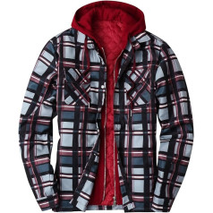 Hemd Rot Weiss Kariert Herren, Baumwolle Herren Casual Freizeit Hemd Longsleeve Verdicken Innenfleece Langarm Gefüttert Langarmshirt Overshirt Plaid Regular Fit Slim Fit Lässige Mantel Hoodie
