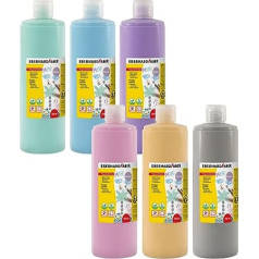 Eberhard Faber 578906 Finger Paint for Children, Set of 6, 750 ml each, Quick-Drying and Washable, for Creative Painting Fun