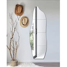 Qeenmy Pack of 4 Glass Mirrors, HD DIY Wall Mirrors, Long Mirror Tiles, Self-Adhesive Adhesive Mirrors, Large Wall in Kitchen, Living Room and Bathroom (40.6 x 30.5 cm, Pack of 4 05)