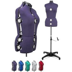 Adjustable Dressmaker's Dummy Women S (32-42) 13 Rotating Wheels Women's Bust Mannequin with Leg Base Purple Size S