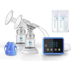 Electric Breast Milk Pump with LED Touch Screen, Massage & Memory Function with 4 Modes and 9 Suction Levels, Pack of 10 Milk Bags, BPA Free