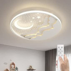 AHXIAOZN Children's LED Ceiling Light, Star Moon Ceiling Light, Children's Room, Dimmable Ceiling Light with Remote Control, Metal Acrylic Children's Room Lights, Interior Lighting for Baby Room,