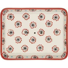Tranquillo Rectangular soap dish, retro made of stoneware, hand printed, rounded corners with holes for water drainage, 13.5 x 10.5 x 1.5 cm