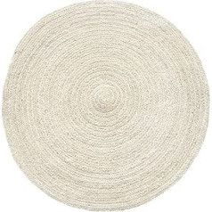 HAMID - Jute Rug, Round, Ivory, Alhambra Rug, Handwoven, 100% Natural Jute Fibre, Living Room, Bedroom, Hallway Rug, Colour Ivory (100 x 100 cm)