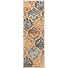 SAFAVIEH Übergangs-Teppich Wohnzimmer, Esszimmer, Schlafzimmer - Paradise Collection, Kurzer Flor, Creme und Multi, 74 X 229 cm