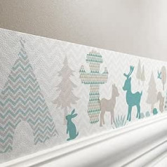 lovely label Border Self-Adhesive Indian Animals Mint Beige - Wall Border Nursery Baby Room with Bear Indian Tent - Wall Sticker Bedroom Girl & Boy - Wall Decoration Baby Children