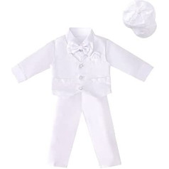 Lito Angels Baby Boys Christening Clothes Christening Clothing White Suit with Hood Size 6-12 Months