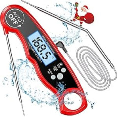 Cirycase Digital Meat Thermometer, Instant Read Roasting Thermometer, Grill Thermometer, External Long Probe with 102 cm Stainless Steel Cable, Alarm Setting, Oven Thermometer for Kitchen, BBQ, Oven,