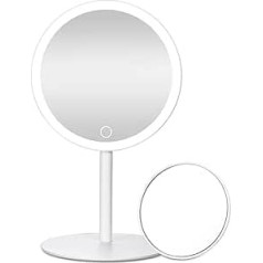 Jutyum Make-Up Mirror with Lighting Cosmetic Mirror Standing Lighting with 3 Light Colours LED Adjustable Brightness 70 Light Beads 10x Magnifying Mirror Free for Makeup