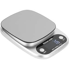 Food Kitchen Scales Baking Scales Portable Mini Stainless Steel Electronic Scales Digital Weight Grams and Ounces Accurate Scales Silver 10kg/1G