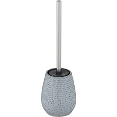 WENKO Bellante Toilet Brush Holder Made of High-Quality Hand-Painted Ceramic, Includes Toilet Brush with Replaceable Silicone Brush Head in Black for Hygienic Cleaning, Diameter 12 x 40.7 cm, Light