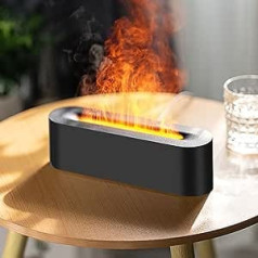 Flame Aroma Diffuser, Upgrade 7-Colour Light Diffuser, Essential Oils, Humidifier, Fragrance Oil Diffuser for Children, Home Office, Room Fragrance - 4 Timers and Waterless Automatic Shut-Off - Black