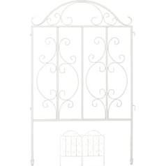 Relaxdays Steel Garden Fence Plug-In System Set of 3 Decorated Front Garden Fence 98 x 63.5 cm White 3