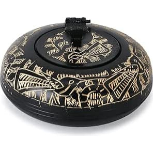Zap Impex Handmade Brass Ashtray with Lid, Black Colour, Meenakari Work on Them, Metal Ashtray, Hinged Lid Ashtray, Gift for Smokers, Home Decor, 2.5 Inches