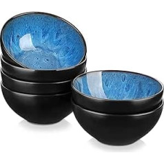 vancasso 6-Piece Dessert Bowl Set in Blue, Snack Bowl, Capacity: 360 ml, Dishwasher-safe Tiny Bowl, Small Bowls for Soups, Sushi, Rice, Serving Bowls Set Made of Stoneware