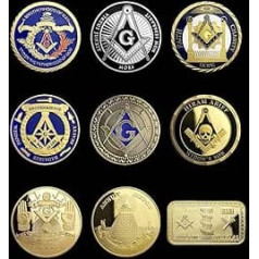 AtSKnSK Masonic Challenge Coin Set United States Masonic Coin 9 Coins