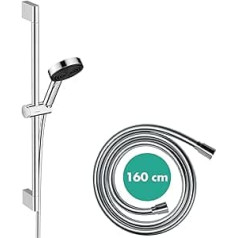 hansgrohe Pulsify Select S Shower Set Water Saving Shower Head with Hose and Bracket Adjustable Hand Shower with 3 Jet Types Relaxation Chrome