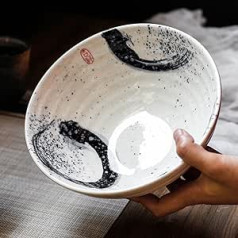 Gweat Japanese Style Creative Vintage Ceramic Salad Bowl, Personal Ramen Bowl, Deep Soup Bowl (Colour: 1)