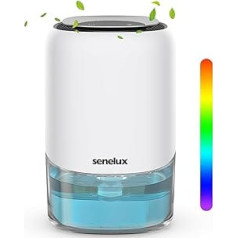 Senelux Electric Dehumidifier for Home, Wet with 7 Colorful Lights, Portable Small Dehumidifier with 1.0L Water Tank, Auto Shut-Off for Bathroom, Wardrobe, Closet,
