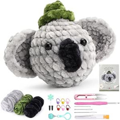 dipeer Beginner Crochet Kit, DIY Crochet Kit for Beginners, Chenille Crochet Kit for Beginners and Adults, Animals, Crochet, Knitting, Starter Kit, Includes Step by Step Instructions and Video