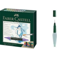 Faber-Castell 160320 Watercolour Marker Albrecht Dürer with Double Tip for Flat and Precise Paint Application, Pack of 20, Colourful & 185105 - Art & Graphic Water Tank Brush, 1 Piece, Medium Brush