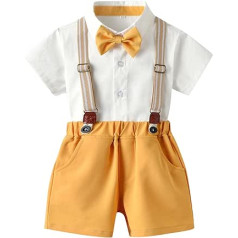 Formal Infant Clothing for 6M to 4 Years Toddler Boys Short Sleeve Shirt Tops Shorts With Tie Child Kids Gentleman Outfits