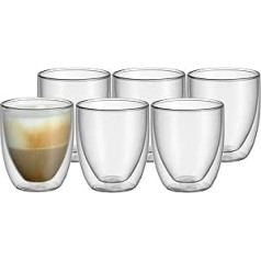 WMF Kult double-walled cappuccino glasses set, double-walled glasses 250 ml, floating effect, thermal glasses, heat-resistant tea glass, coffee glass