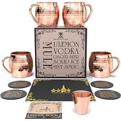 Krown Kitchen - Moscow Mule Kupferbecher | Becher Gehämmert Tassen Set 4er | 16oz