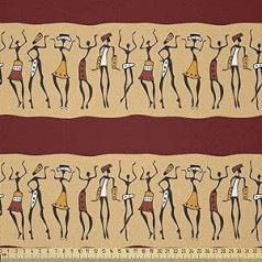 ABAKUHAUS African Woman Fabric Sold by the Metre, Native Culture, Microfibre Multi-Purpose Decorative Fabric for Crafts, 3M (230 x 300 cm), Black Peach Ruby