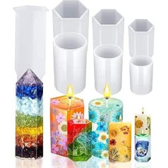 TROYSINC Silicone Candle Moulds, 7 Pieces, Silicone Candle Moulds, Cylindrical, Hexagonal Cone, Silicone Candle Mould Set, Candle Casting Moulds, for DIY Aromatherapy Candles, Crafts (7 Sets)