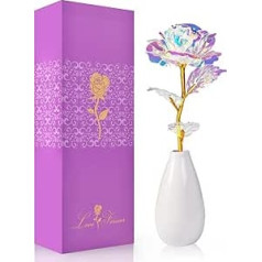 AENEE Gifts for Women and Her, Artificial Christmas Roses Gifts for Her, Mother, Secret Santa Gifts for Women, Crystal Flower with Vase, Gifts for Girlfriend, Wife on Valentine's Day,