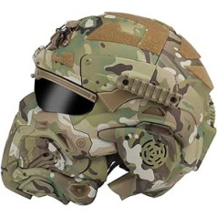 AQ zxdc Tactical Protective Full Face Helmet with Mask Headset Glasses Fog Fan for Airsoft Paintball