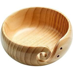 Aeelike Yarn Bowl Wooden Yarn Bowl for Wool Yarn, 16 x 7 cm Bamboo Knitting Bowl Wood Wool Winder Bowl for Knitting Crochet Accessories DIY Gifts, Handmade Wool Holder Round with Holes