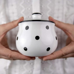 City to Cottage® Ceramic Sugar Bowl White and Black Polka Dots Handmade Ceramic Sugar Bowl 285 g