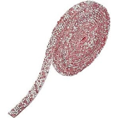 GORGECRAFT Crystal Rhinestone Ribbon, 1 Yard 1 cm Rhinestone Ribbon Trim Crystal Sparkling Rhinestone Ribbon Resin Hotfix Belt, Pink