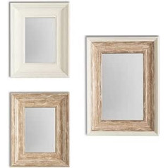 DekoArte - 3-Piece Wall Mirror with White Vintage Frame in Shabby Chic Design Wall Decoration