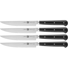 ZWILLING Steak Knife Set with Wave, 4 Pieces, Blade Length 12 cm, Plastic Handle with Rivets, Black/Silver