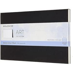 Moleskine - Art Collection Watercolour Block - Drawing Pad for Watercolours, Paper Suitable for Watercolours - Cardboard Cover - Large Format 13 x 21 cm - Colour Black, 20 Pages