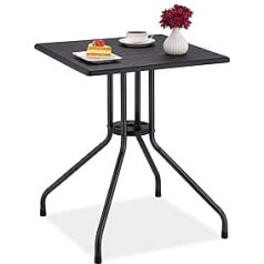Relaxdays Garden Table 75 x 61 x 61 cm Balcony Table Wood Effect Plastic Metal Square Black
