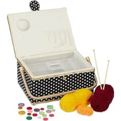 Relaxdays Sewing Box, Empty Removable Tray with Lid Portable