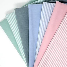 Sugarapple Cotton Fabric Package, Children's Patchwork Fabric Package, Fabrics for Sewing, 7 Pieces (50 x 70 cm), Wash at 60 °C, Oeko-Tex Standard 100, Total 3.5 m x 70 cm, Mix Stripes + Plain
