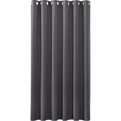 PONY DANCE Blackout Curtains, Eyelets, 1 Piece, H 245 x W 200 cm, Grey Curtains, Living Room, Modern Extra Wide Curtains with Eyelets, Thermal Curtain, Against Cold and Heat, Grey