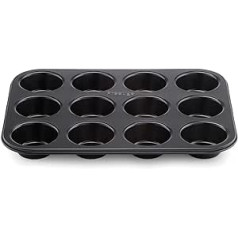 Prestige Inspire Steel 12 Cup Non-Stick Muffin Tin - Black