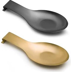 Stainless Steel Spoon Rest for Kitchen Counter Cooking Utensils Spoon Ladle Holder for Stove Rust Resistant Large Size Pan Rest Dishwasher Safe 24x9.5cm Black and Gold