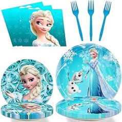 Birthday Decoration for 10 Guests Party Tableware Children's Birthday Elsa Birthday Party Set Cups Plates Napkins Tablecloths for Children Party Supplies Table Decoration