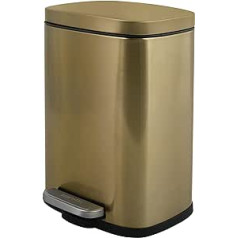 Spirella Akira Cosmetic Bin 5 Litres Stainless Steel with Soft-Close Mechanism and Inner Bucket Bathroom Waste Bin Soft Close Waste Bin Gold Matt