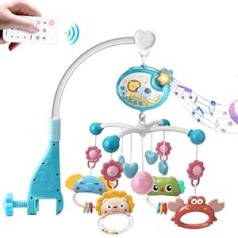 Baby Mobile with Music and Lights, Mobile Baby Bed with Timing Function & Star Projector, Remote Control Baby Music Box with 400 Melodies, Baby Hanging Toy, Gift for Newborns 0-24 Months